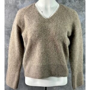 White & Warren Women's Fuzzy Cashmere V Neck Sweater sz S (15892)